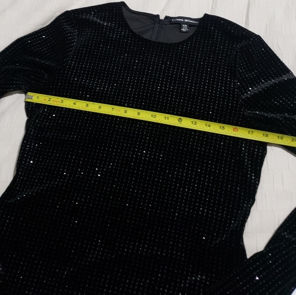 Catherine Malandrino Womens Long Open Sleeve Velvet Dress Black/Silver Size M - Picture 10 of 11